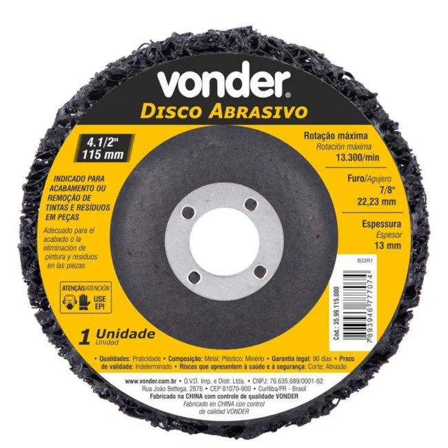 Disco Lixa 4.1/2″ x 115mm 3599115000 VONDER